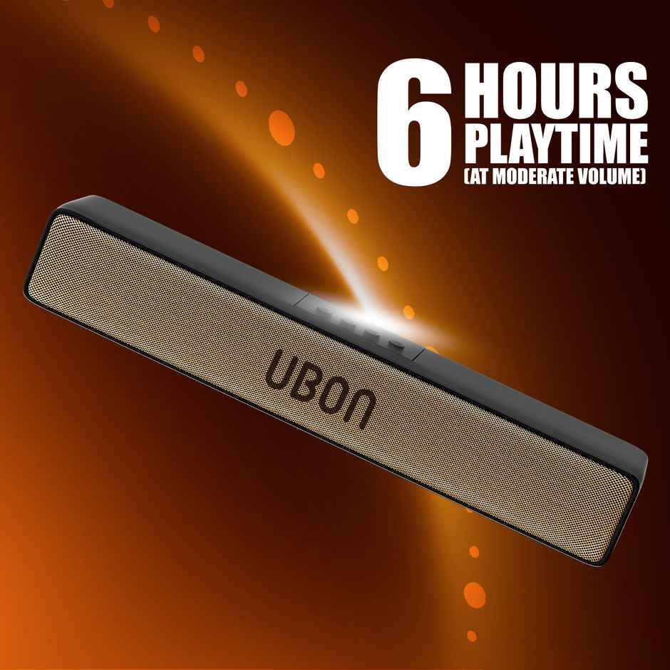 Ubon SP70D 16W Bluetooth Soundbar with 6hr playtime, 2000 mAh Battery, BT V5.3, Type C (Gold)