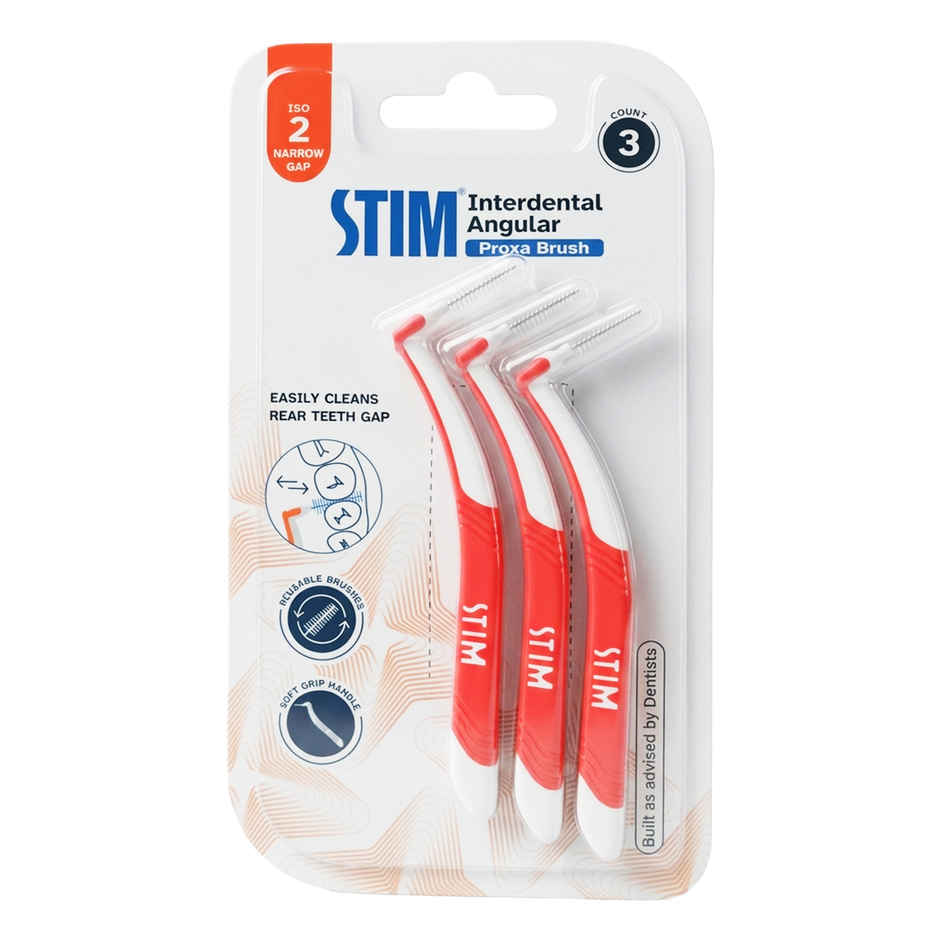 STIM Interdental Angular proxa brush ISO 2 3s For Tight Gaps Easy Cleaning Between Teeth