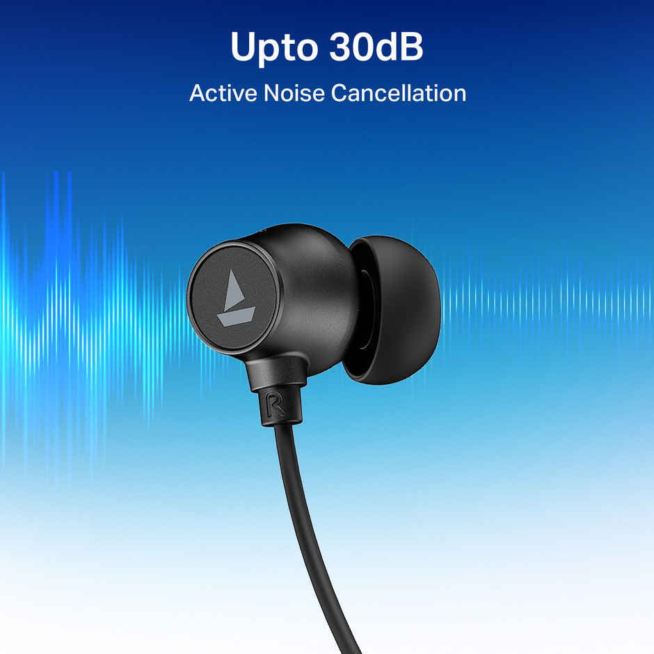 boAt Rockerz 301 ANC,30dB ANC,13mm Drivers,40ms Low Latency,Enx Tech,Bluetooth Neckband | Onyx Black