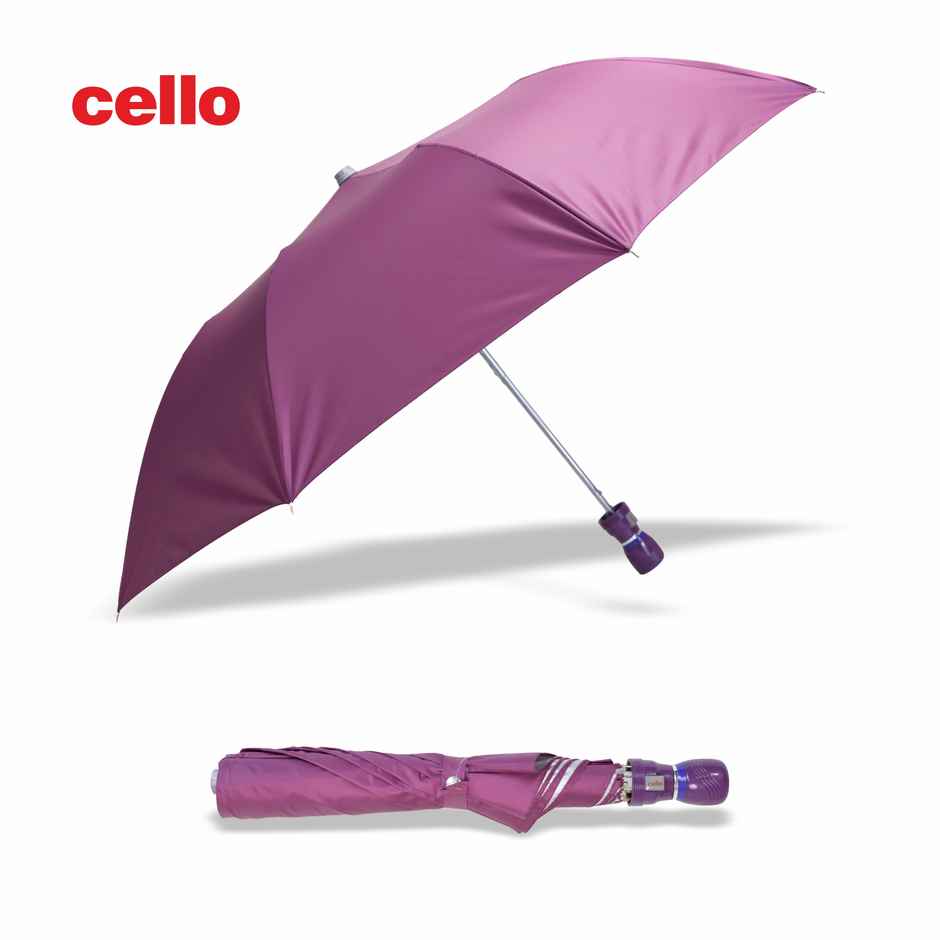 Cello Varsha 21 Inch 2 Fold Mix Mono Silver Umbrella | Maroon