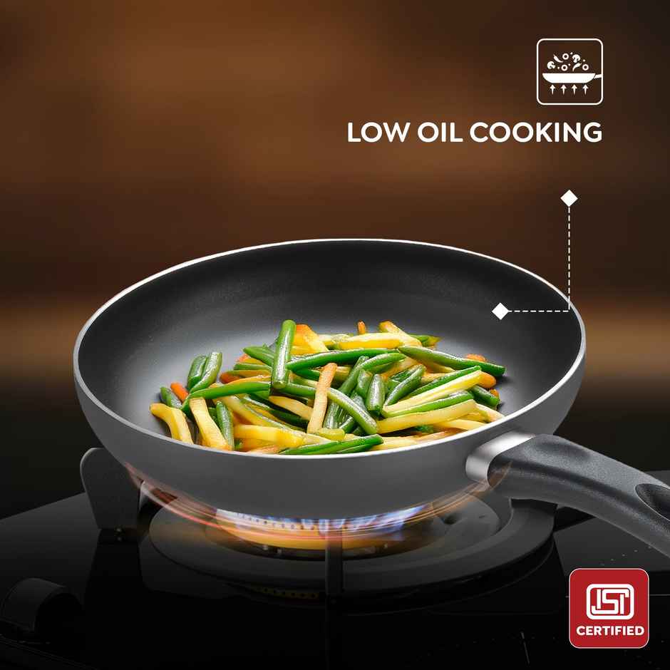 Judge By Prestige ACE NonStick 7Pcs Cookware Set Kadai 20cm with G Lid,FP 20cm,OT 25cm,3 tools,Black