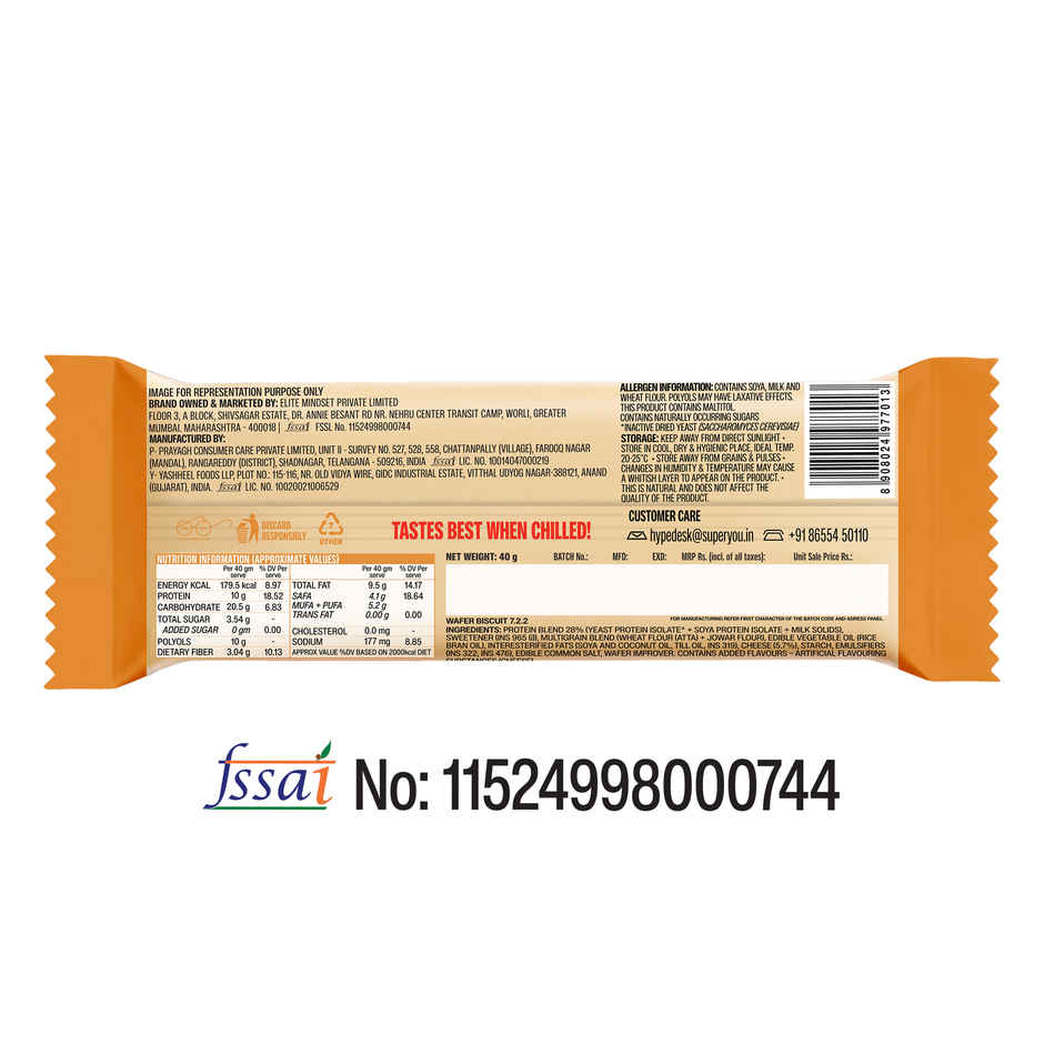 SuperYou 10g Protein Wafer Bar - Cheese (Made with Atta & Jowar. No Added Sugar. No Trans Fat.)