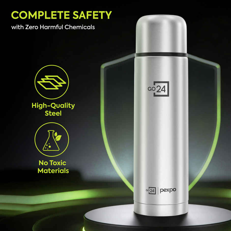 Pexpo 24 Hrs Hot And Cold Flask With Jute-Bag Vacuum Insulated Flamingo | 1 L