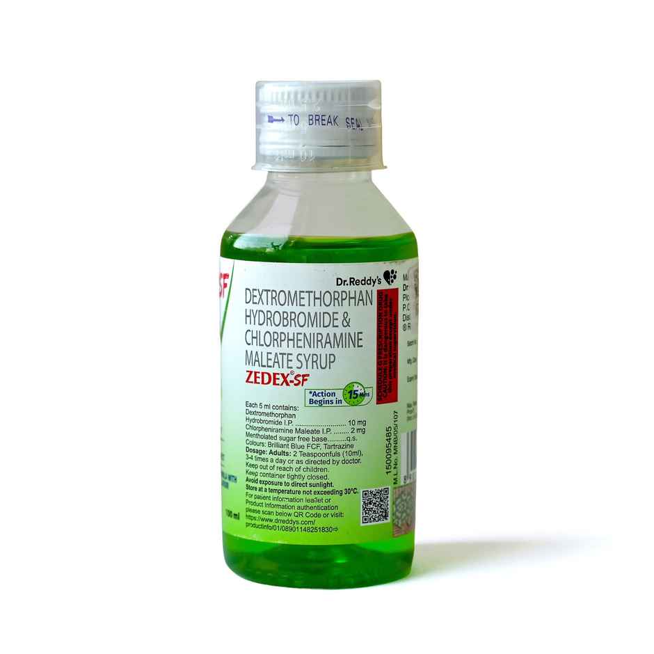 Zedex-SF Mixed Fruit Flavour Sugar Free Dry Cough Syrup 