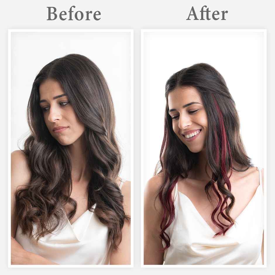 Hair Originals One Clip Extension Hair Streaks Punchy Plum 16 Inches