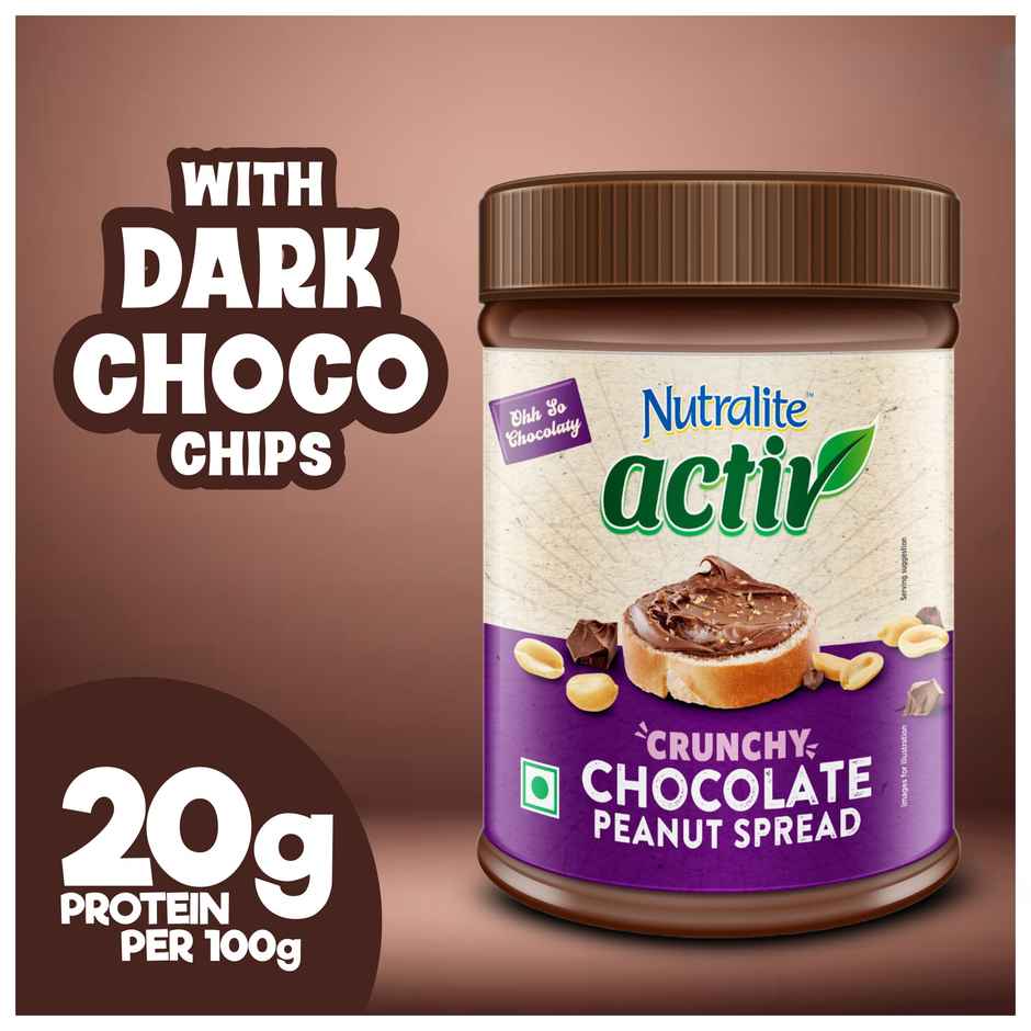 Nutralite Activ Peanut Spread | Chocolate Crunchy | 20g Protein per 100g