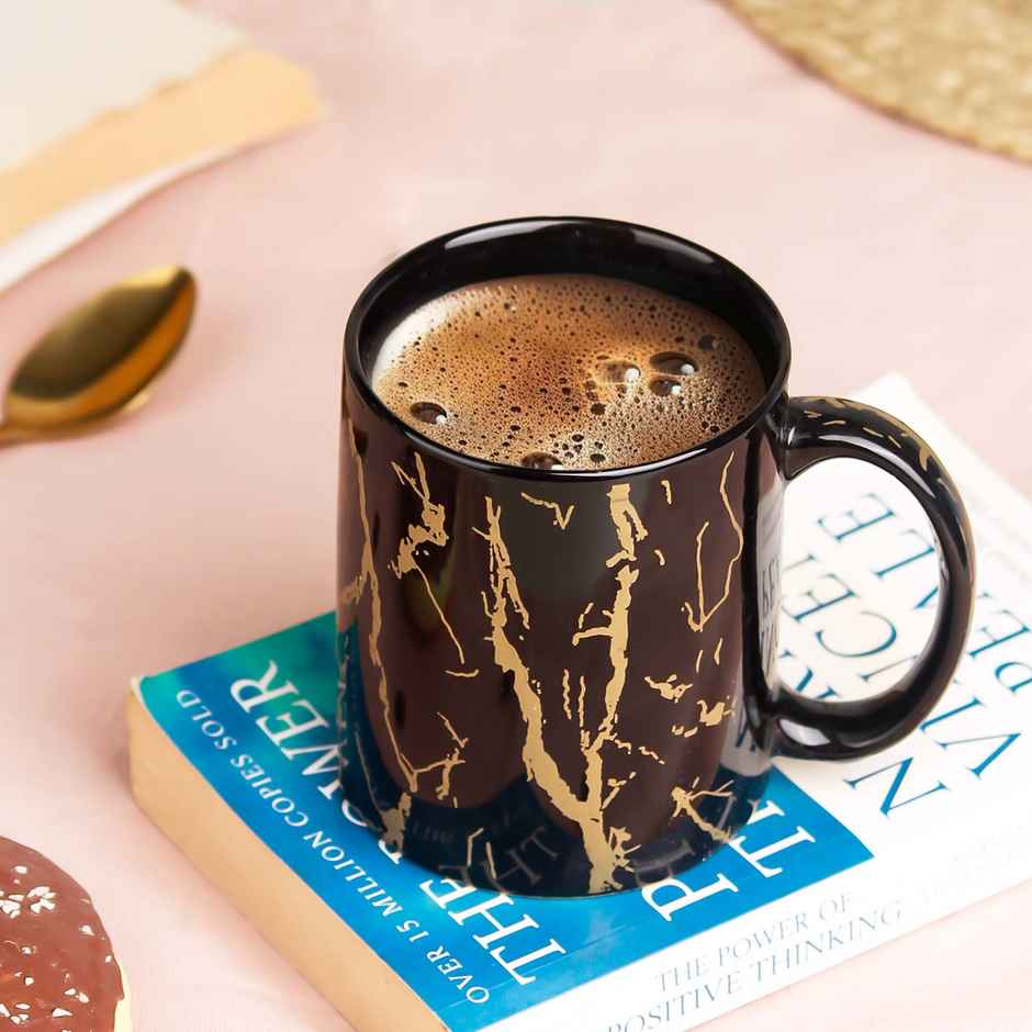 The Earth Store Black Copper Ceramic Coffee Mug | 370 ml | Tea/ Milk Mugs