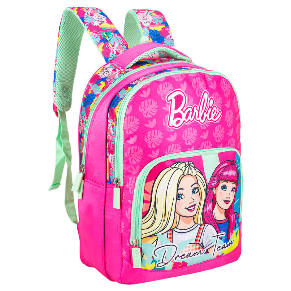 Striders Barbie Stylish School Bag 16 Inch Pink Girls Backpack with Spacious Compartments
