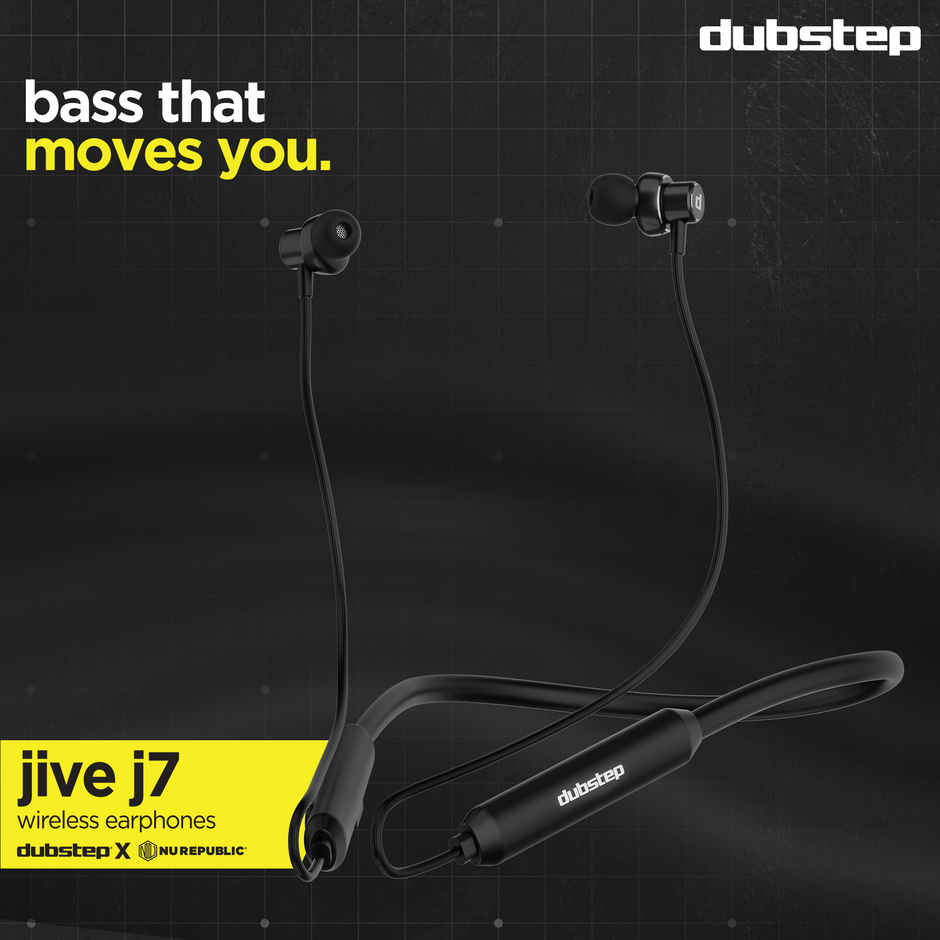 Dubstep Jive J7 Wireless Earphones with Mic | Upto 50 Hrs Playtime | ENC | BT v5.4 | Black