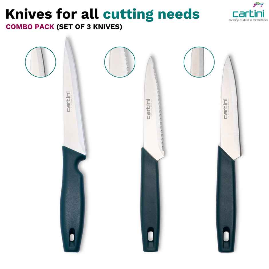 Godrej Cartini Premium Kitchen Stainless Steel Knives Set - Teal