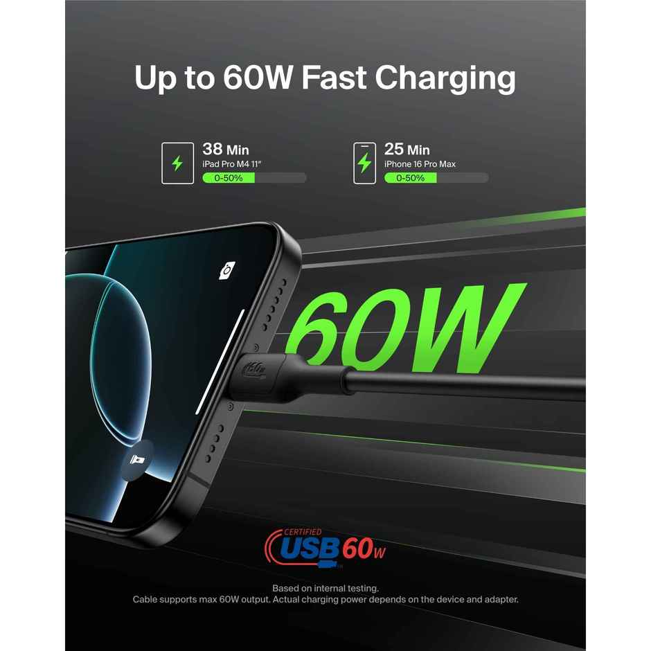 Belkin Eco USB-C to USB-C Cable 1m, 60W Fast Charge, Braided | Black