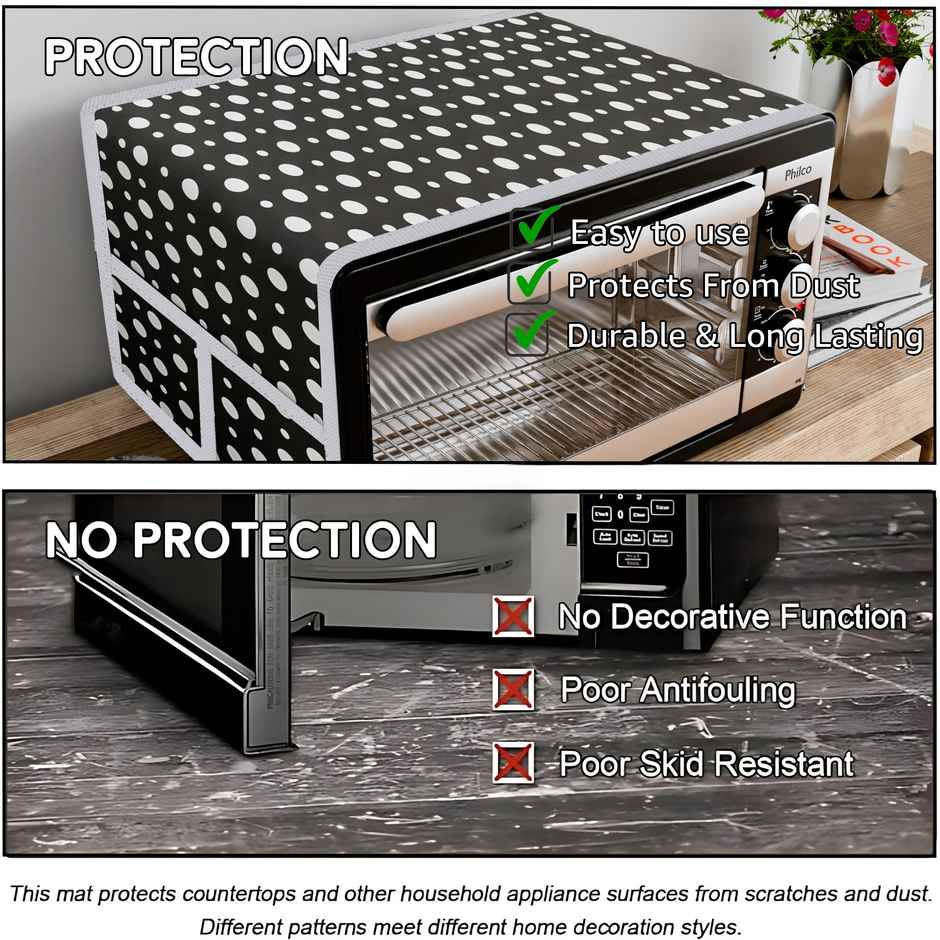 Kuber Industries Microwave Cover with 4 Storage Pockets | Dustproof | Dots Grey