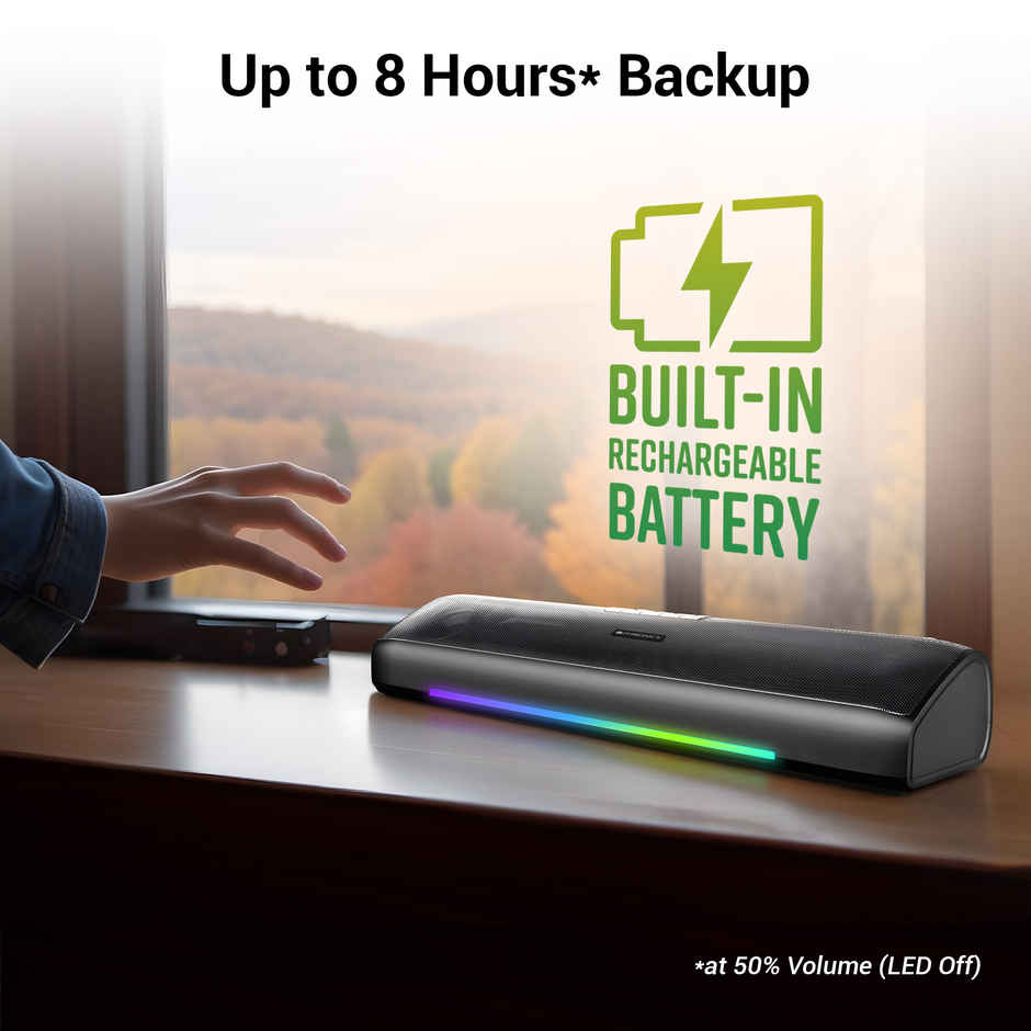 Zebronics Vita Bar 200 Compact BT Soundbar with 24W RMS Output, Multicolor LED, upto 8hr Backup and TWS mode