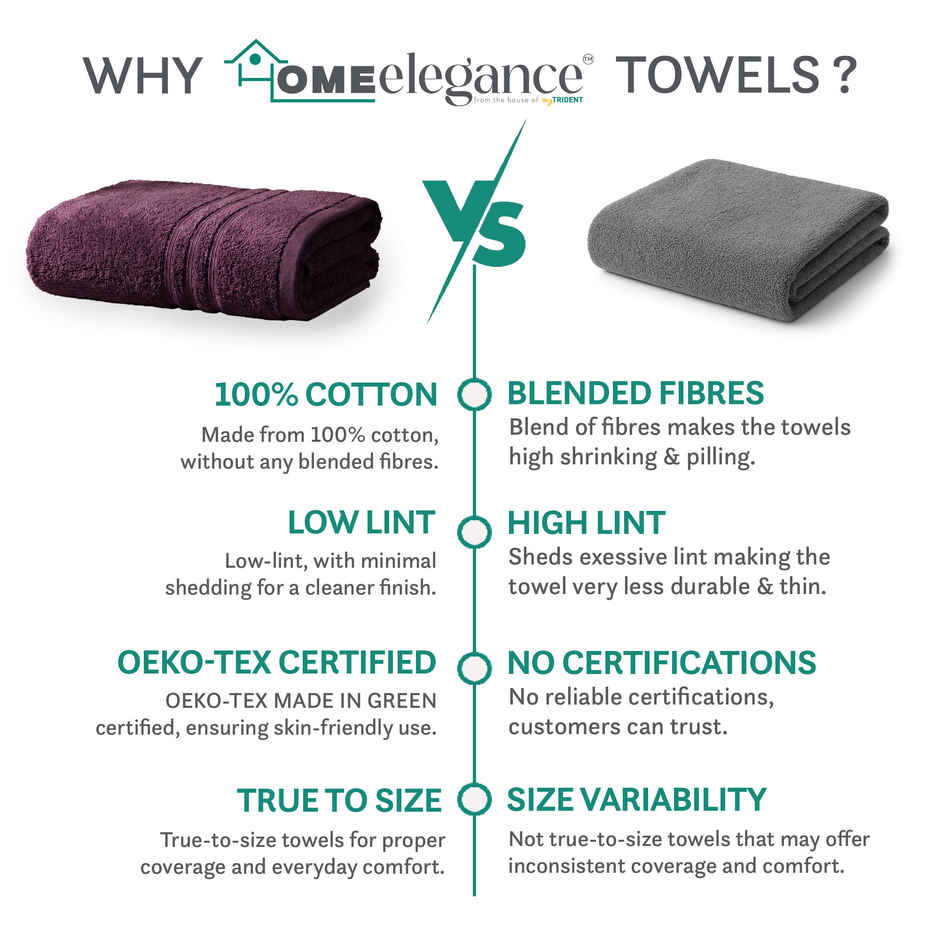 Home Elegance by My Trident Comfort Living Cotton Bath Towel | 28 in x 55 in | Black Current