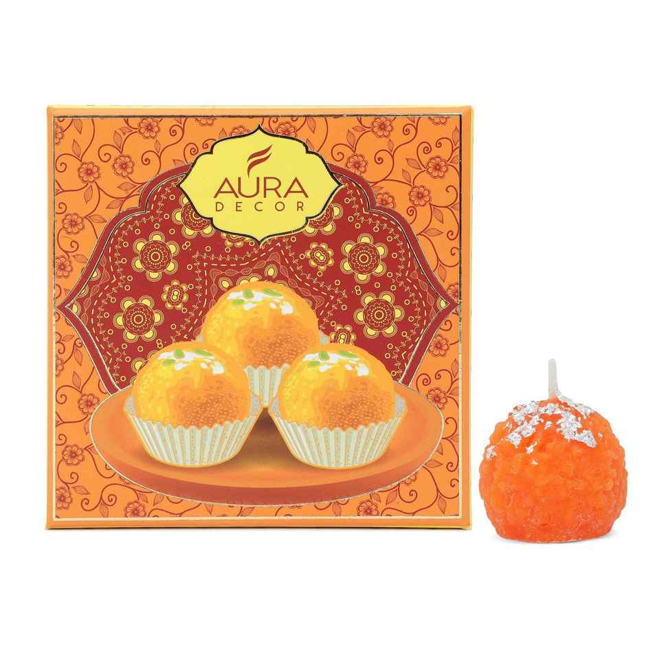 Ladoo Candle Set | Unscented | Pack of 4 | Home Decor | Auradecor