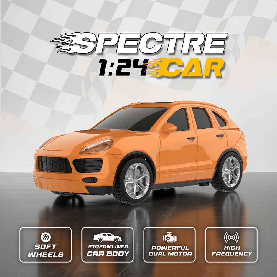 SEEDO Remote Control Car 1:24, 27 MHz, Type-C Rechargeable, Fast Speed Spectre Car | Orange