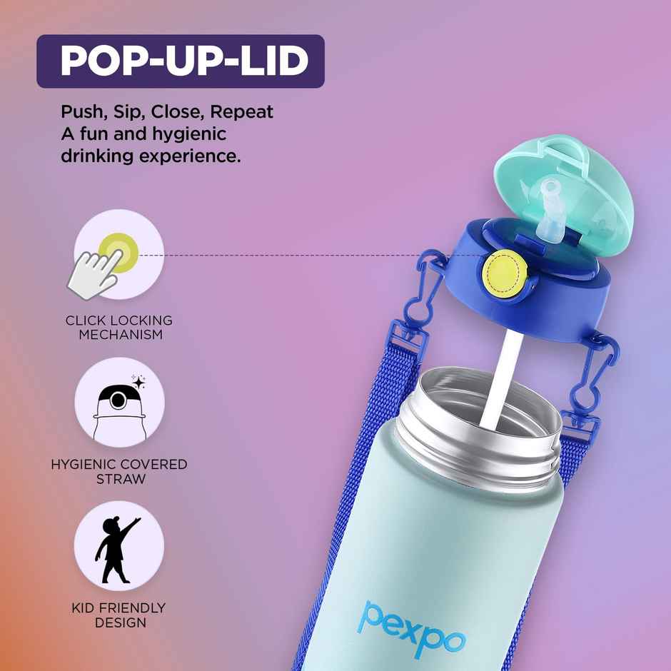 Pexpo Pixy Hot & Cold Stainless Steel Kids Bottle | Thermosteel Flask | Green | 470 ml