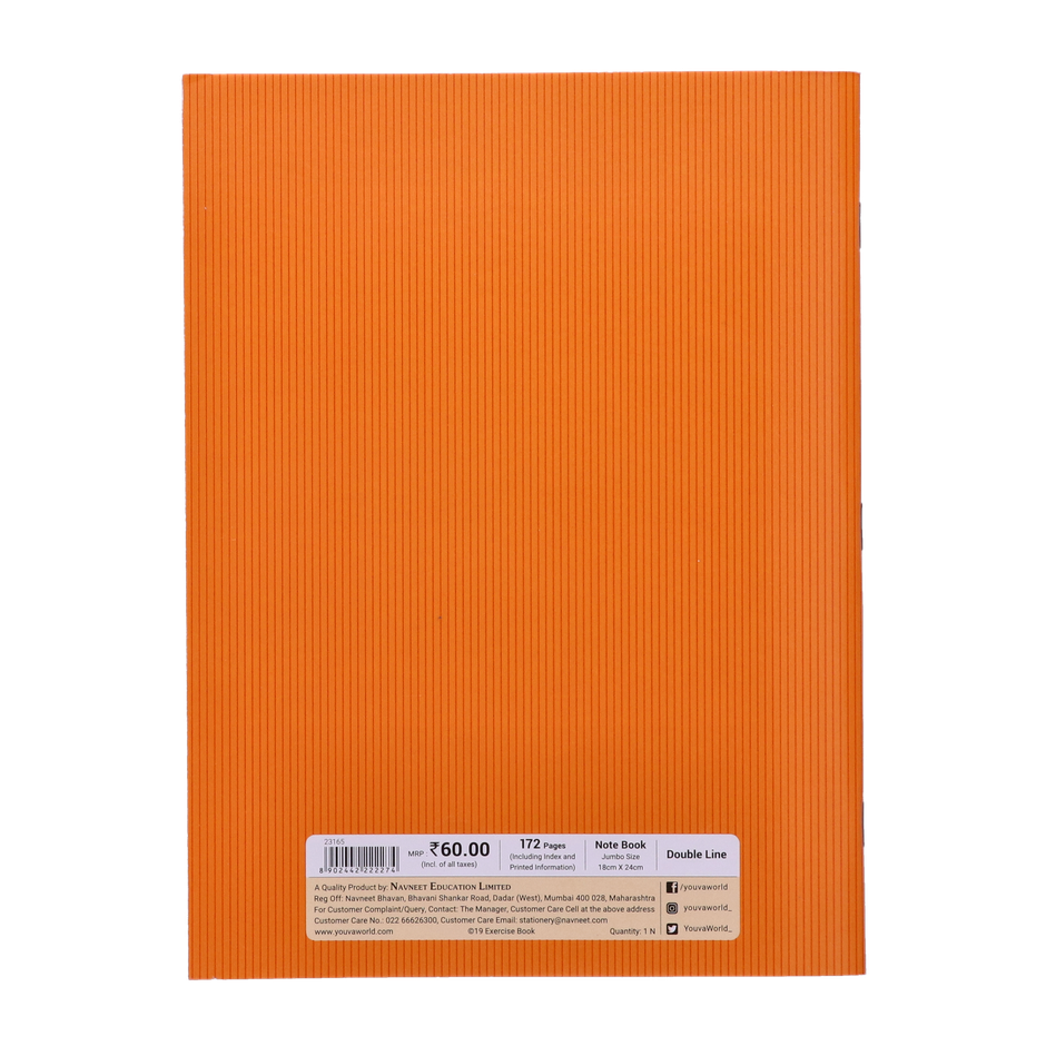Navneet Youva | Brown Cover Double Line Soft Bound Notebook (18 cm x 24 cm, 172 Pages, Assorted)