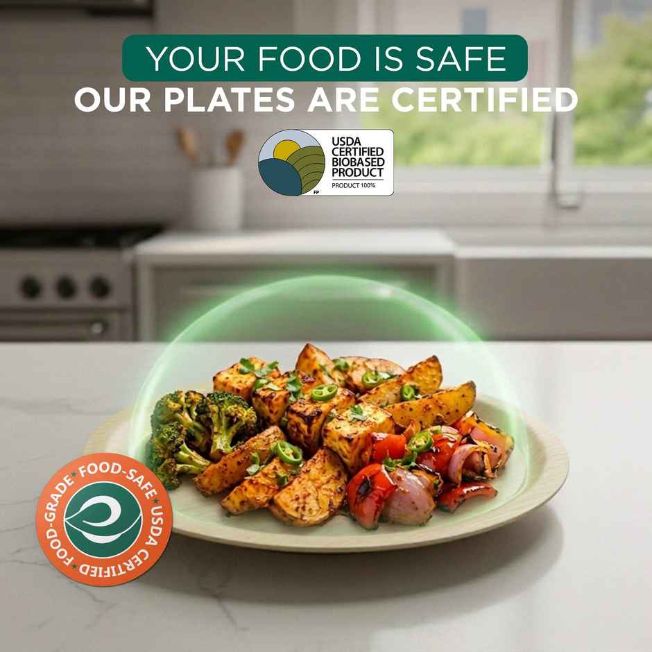 ECO SOUL | Palm Leaf Disposable Plates | 12 Inch | Round | 10 Count