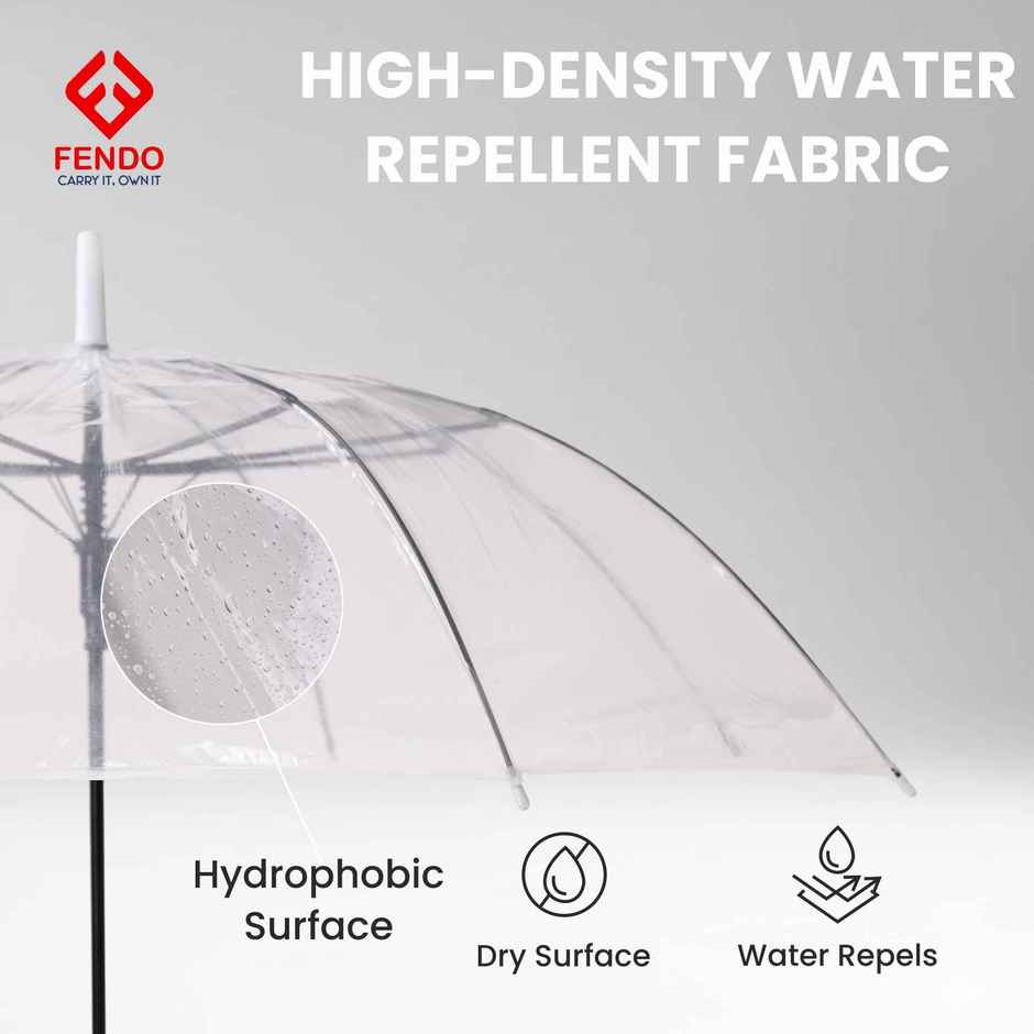 Fendo Straight Korean Umbrella | Transparent | 23 Inch | 1 Fold