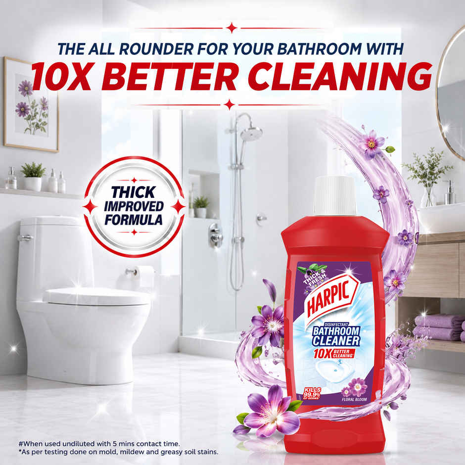 Harpic Floral Bathroom Cleaner Liquid | Removes Bathroom Stains