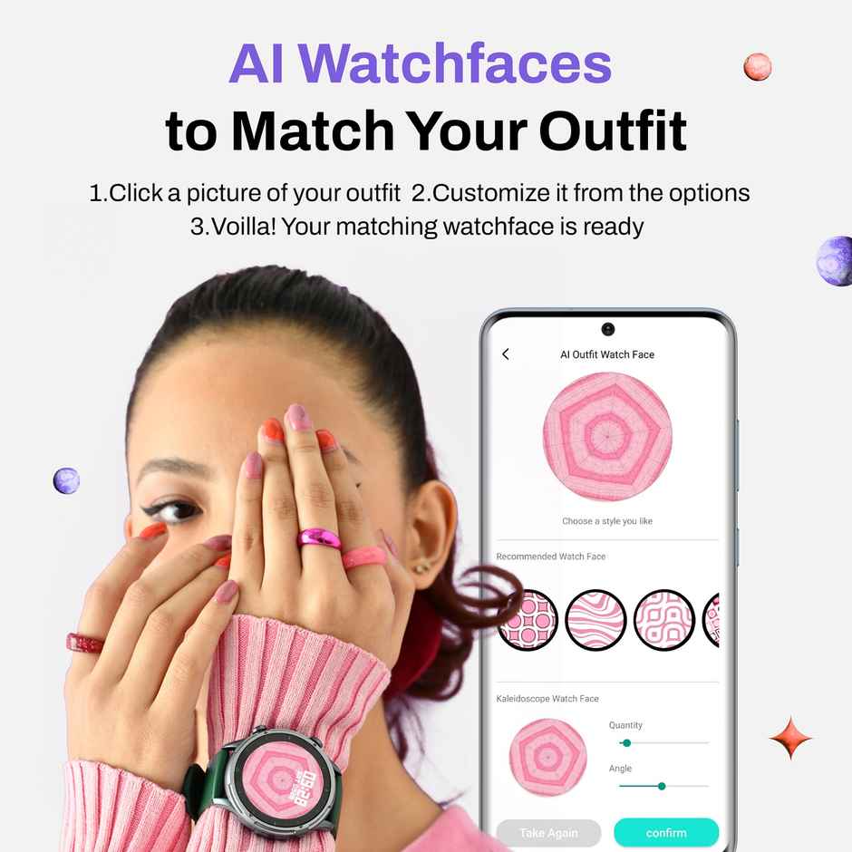 Ambrane Fitshot Saturn Smartwatch with Bluetooth Calling | 1.32" Display | Blood Pressure Rate - Black