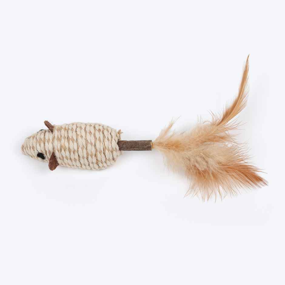 TLC Wiggle Mouse Matatabi Toy for Cats Beige