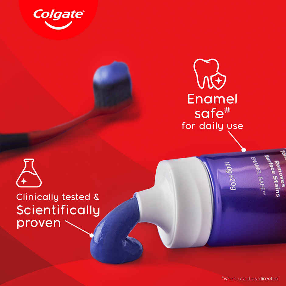 Colgate Visible White Purple Toothpaste and Free Toothbrush | Removes Surface Stains | Enamel Safe