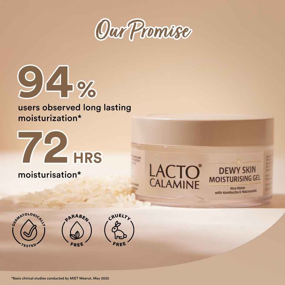 Lacto Calamine Dewy Skin Face Moisturizer with Niacinamide & Rice Water for Glass Skin