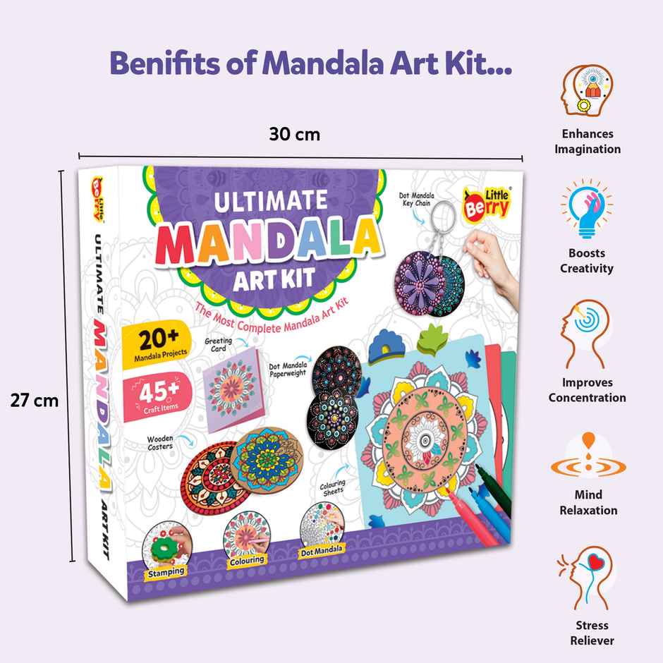 Little Berry Ultimate Mandala Art & Craft Kit For Kids & Adults | Make 20+ Mandala Projects - Lb93