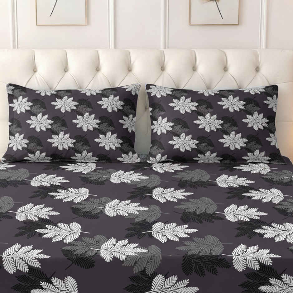 Raymond Home 120 GSM Hazel Floral Double Bedsheet with 2 Pillow Covers Beige & Pink