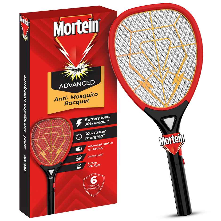 Mortein Advanced Electric Mosquito Racquet Bat | 30% Longer Battery Combo