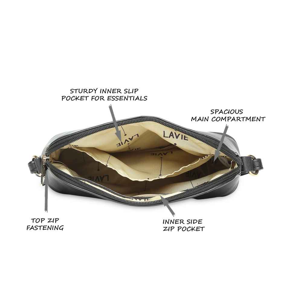 Lavie Women's Csb Synthetic Leather Satchel Bag | Medium | Black