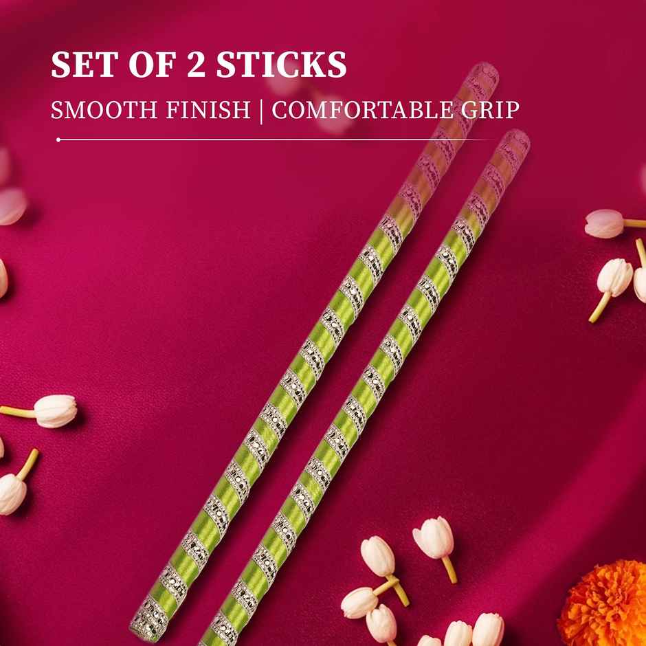 Navratri Wooden Dandiya Sticks | Traditional Garba Dance Sticks Dandia Sticks | Green | Cycle Pure