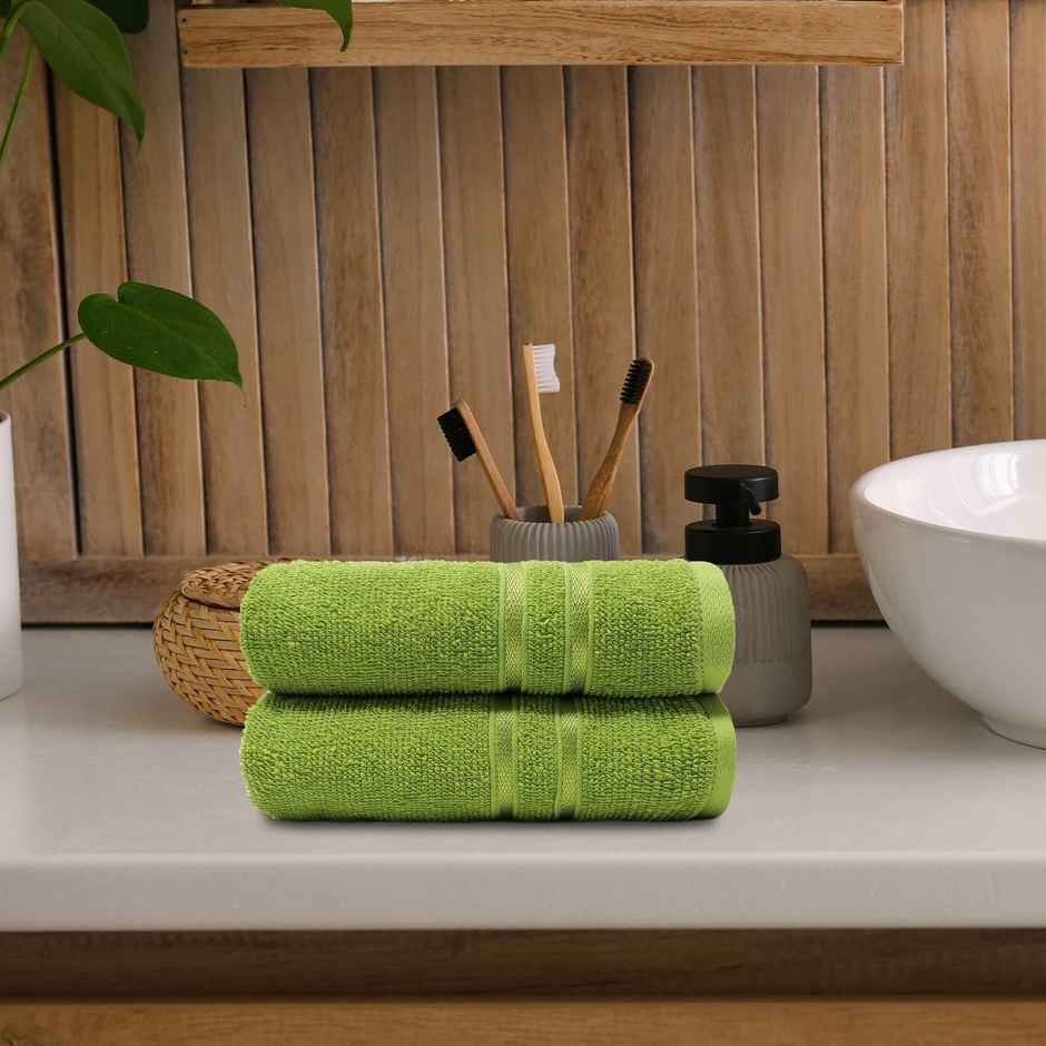 Mytrident Cotton Hand Towel | 400 GSM | Gym Towel Set - Lime Green