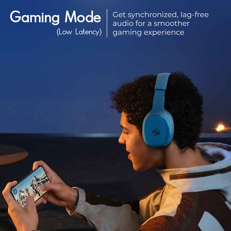 Zebronics Thunder Pro BT Headphone, Gaming Mode, ENC, Call Function, Aux, 60h (Blue)
