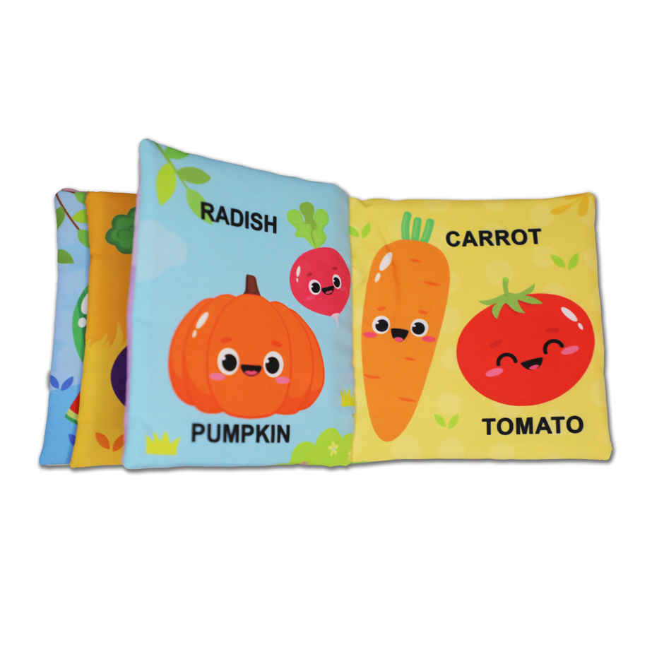 Baby My First Cloth Book Fruit & Vegetables with Squeaker & Crinkle Paper, Non-Toxic