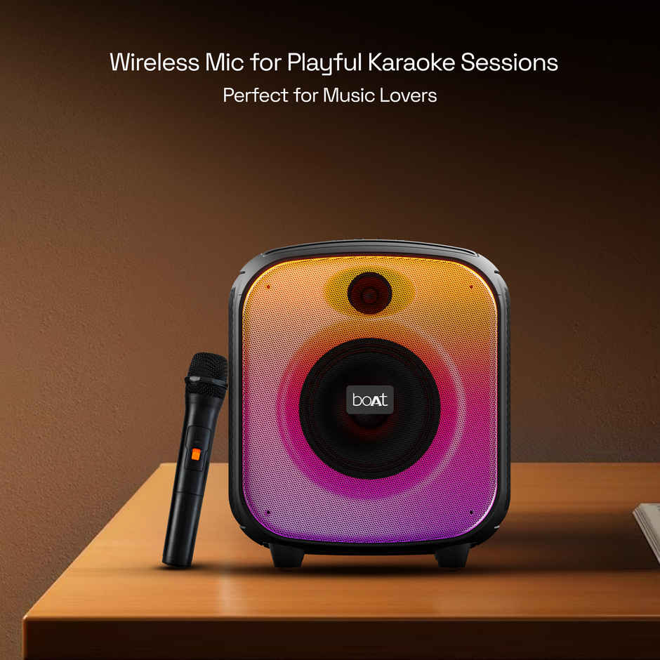 boAt PartyPal 63Pro Bluetooth Speaker with 30W Signature Sound,Customizable RGB LEDs | Midnight Black