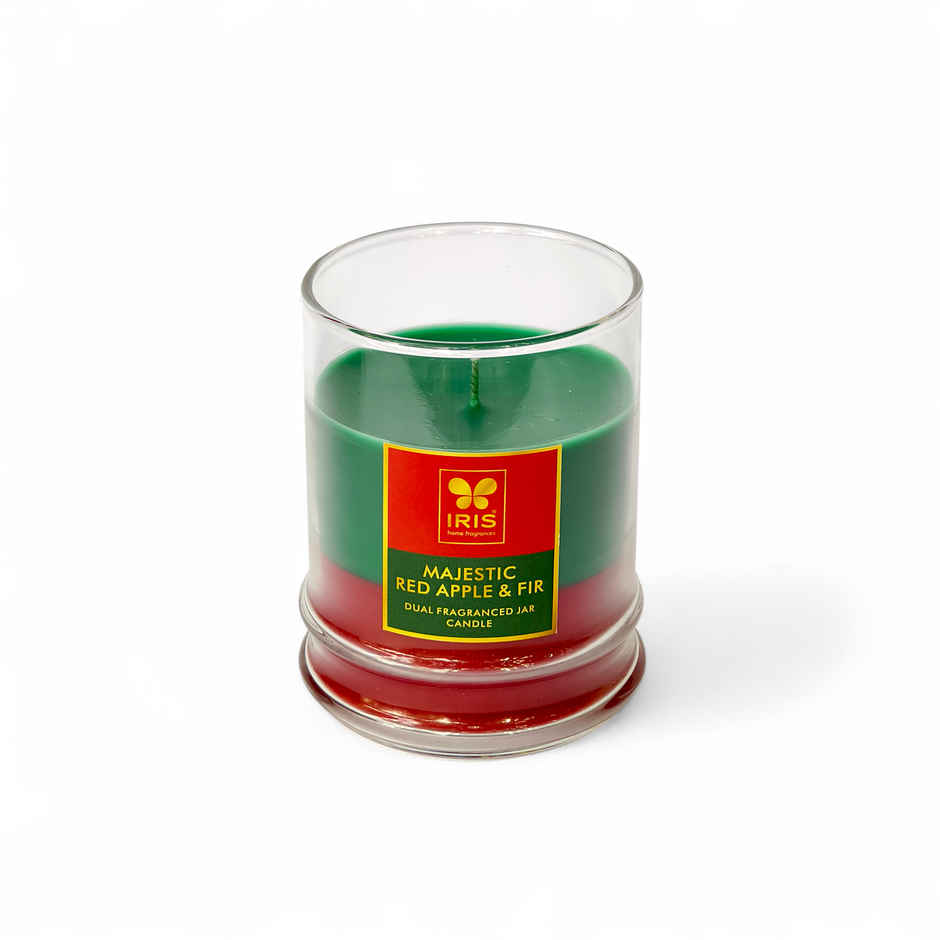 IRIS 2-in-1 Fragranced Jar Candle | Red Apple & Fir | 28 Hours Burn Time | Home Decor