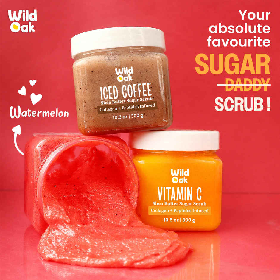 Wild Oak Moroccan Rose Sugar Body Scrub Tan Removal & Strawberry Skin
