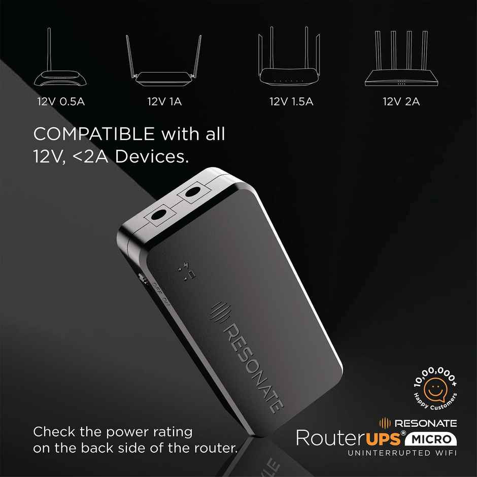 Resonate RouterUPS 12V1A , Upto 3 hours Backup - Micro
