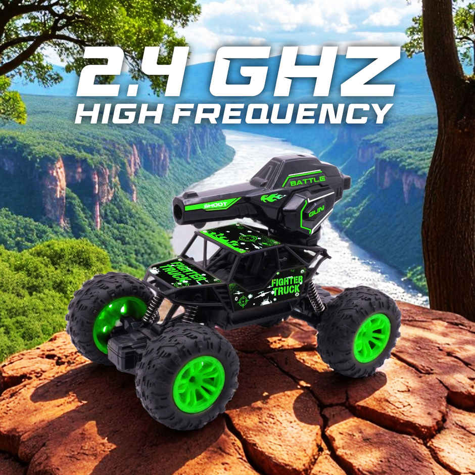SEEDO Remote Control Car 1:18, 2.4 GHz, Type-C Rechargeable, Fast Speed Gun Rock Crawler | Green