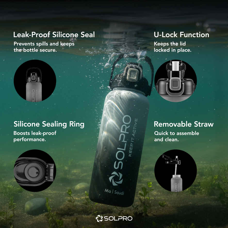 Solpro Ma Saudi Sipper Water Bottle | Leakproof BPA Free for School Office Gym Travel | 1 L