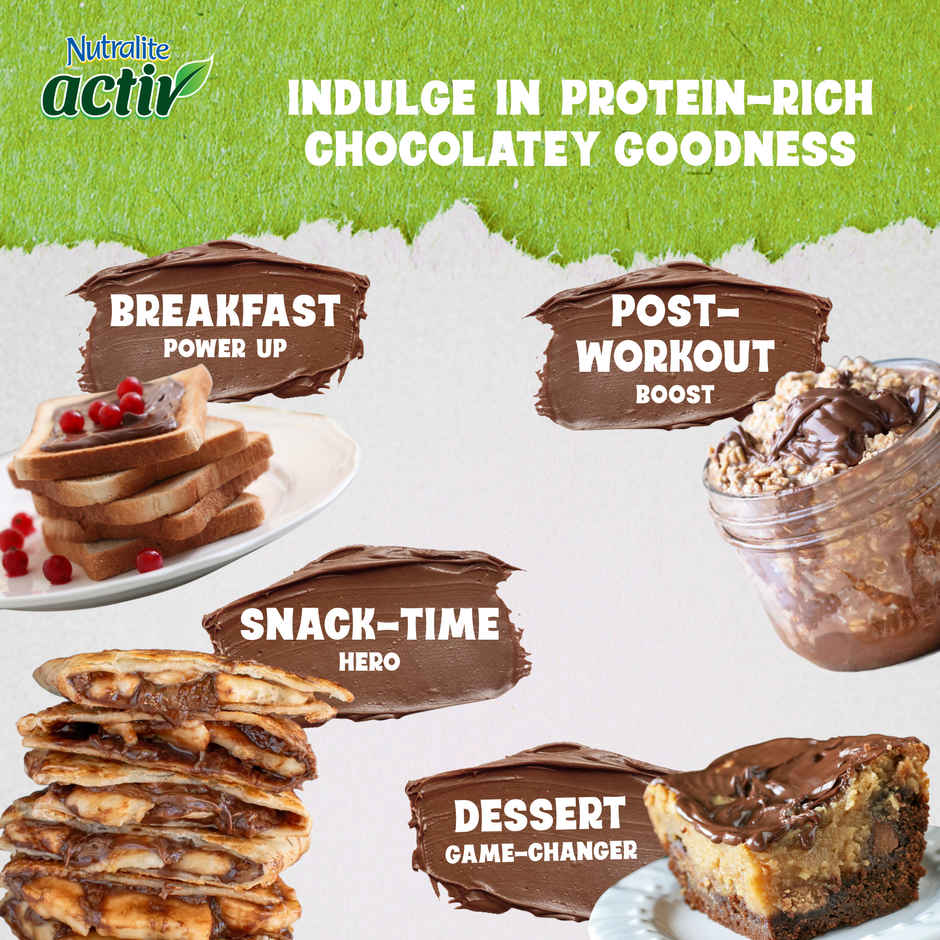 Nutralite Activ Peanut Spread | Chocolate Crunchy | 20g Protein per 100g
