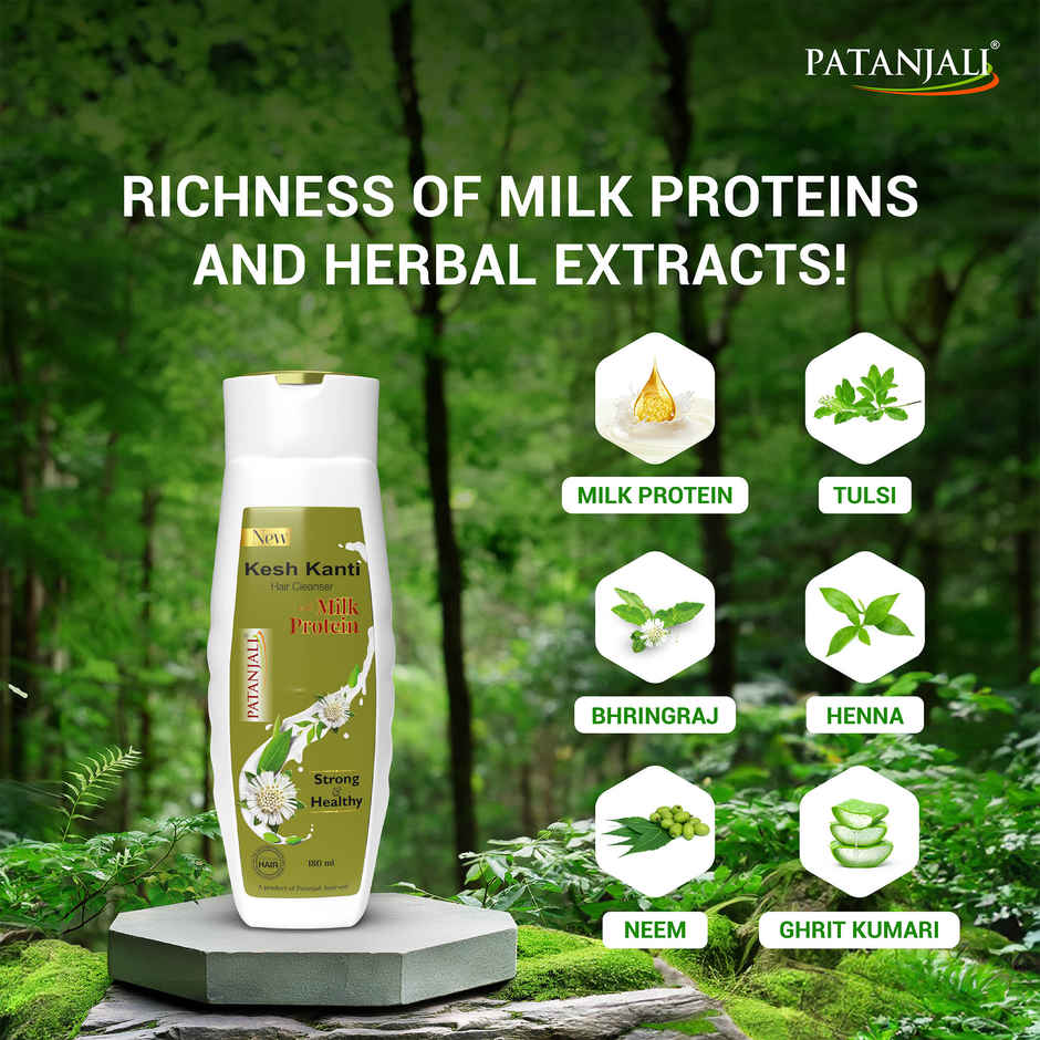 Patanjali Kesh Kanti Milk Protein Shampoo (Hair Cleanser) - Hair Breakage Care