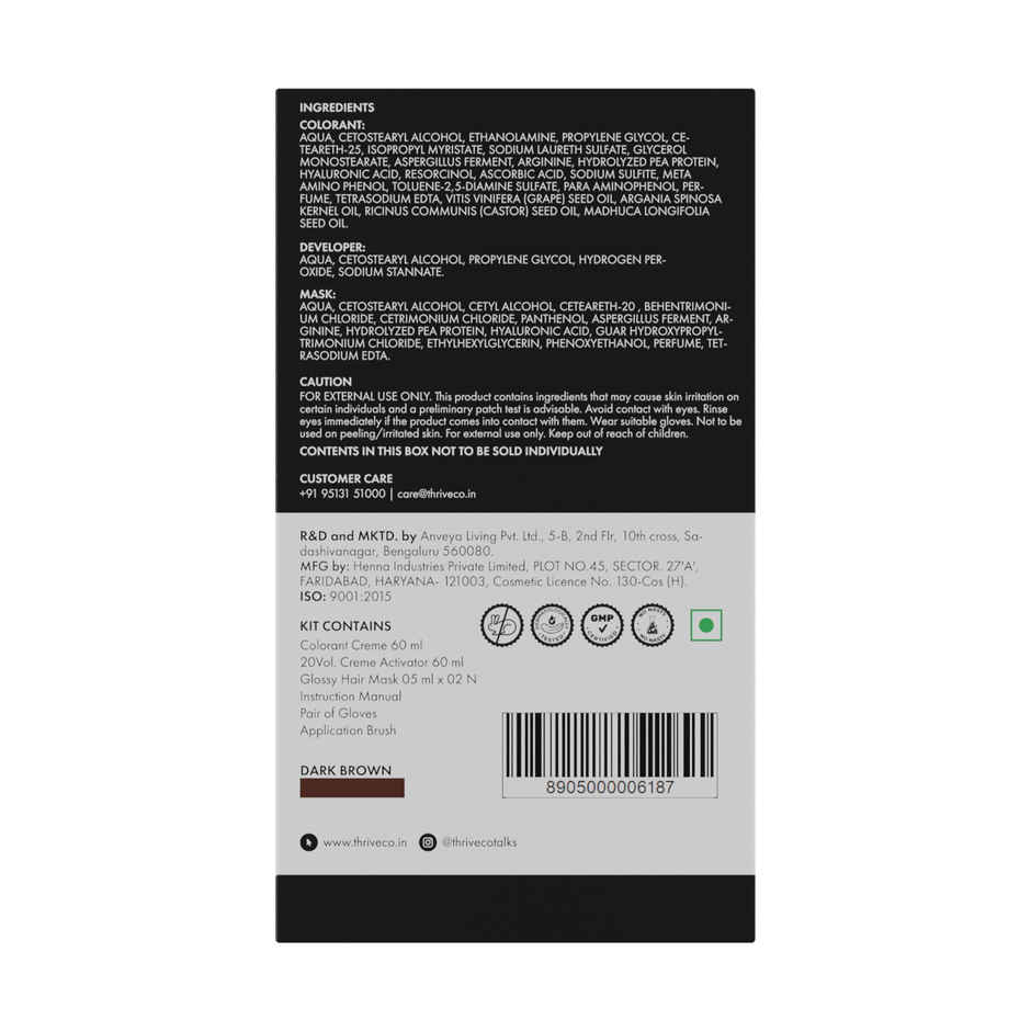 ThriveCo Permanent Color Creme | No Ammonia | No Ppd | Dark Brown