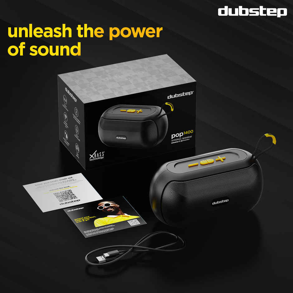 Dubstep Pop 1400 With 14W Output, 16 Hrs Playtime, TWS Pairing Wireless Bluetooth Speaker Black
