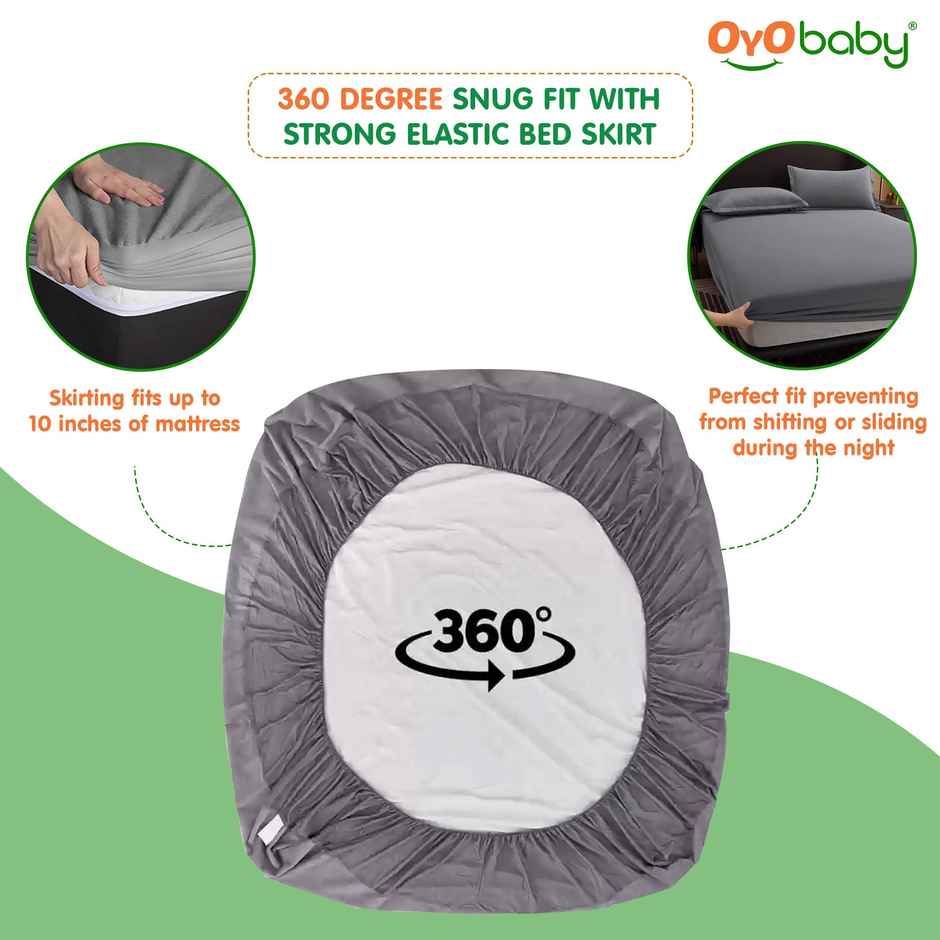 Oyo Baby - Cotton Feel Waterproof Mattress Protector - 78 X 60 Inch Queen Bed Grey