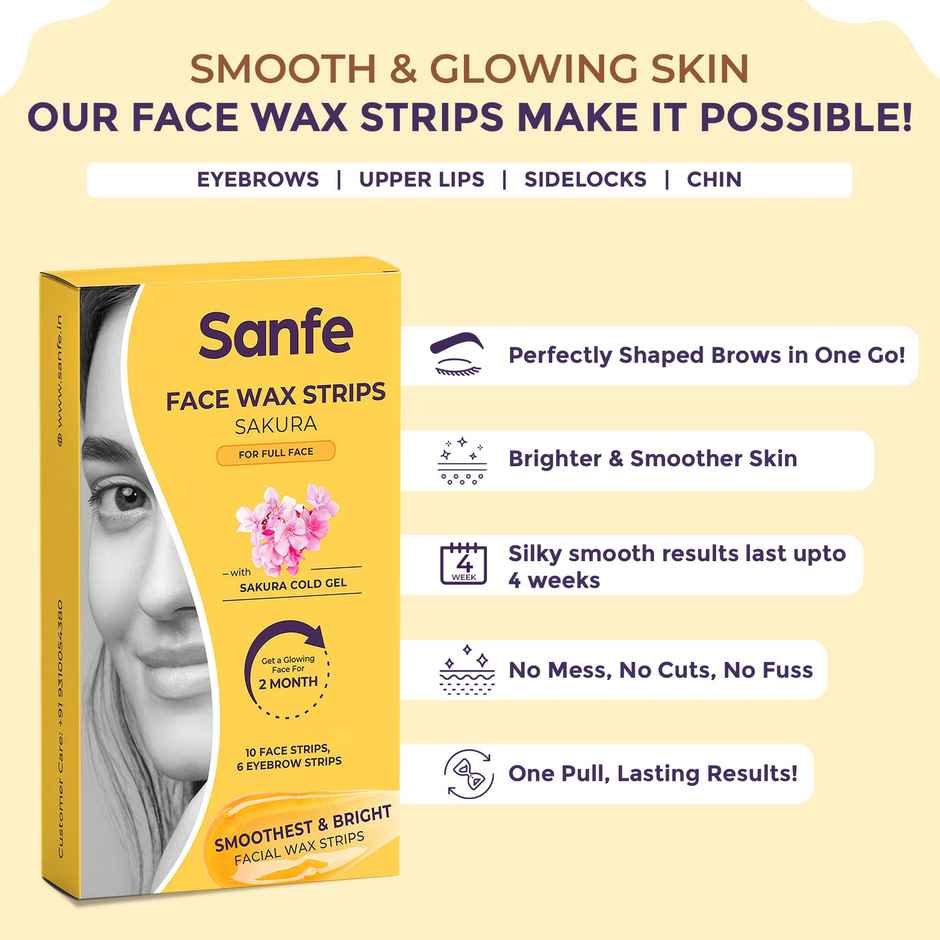 Sanfe Facial Wax Strips Sakura For Full Face