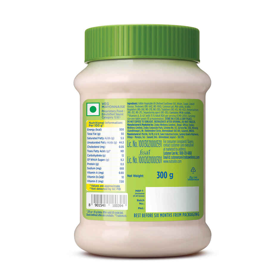 Nutralite Mayo Veg Eggless Mayonnaise | Extra 25g Free - 275 g Combo
